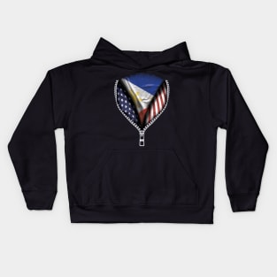 Filipino Flag  Philippines Flag American Flag Zip Down - Gift for Filipino From Philippines Kids Hoodie